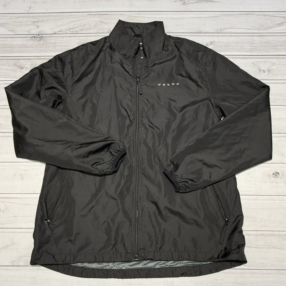 Volvo Windbreaker Jacket Mens Large Black Official Merchandise Racing Car Logo